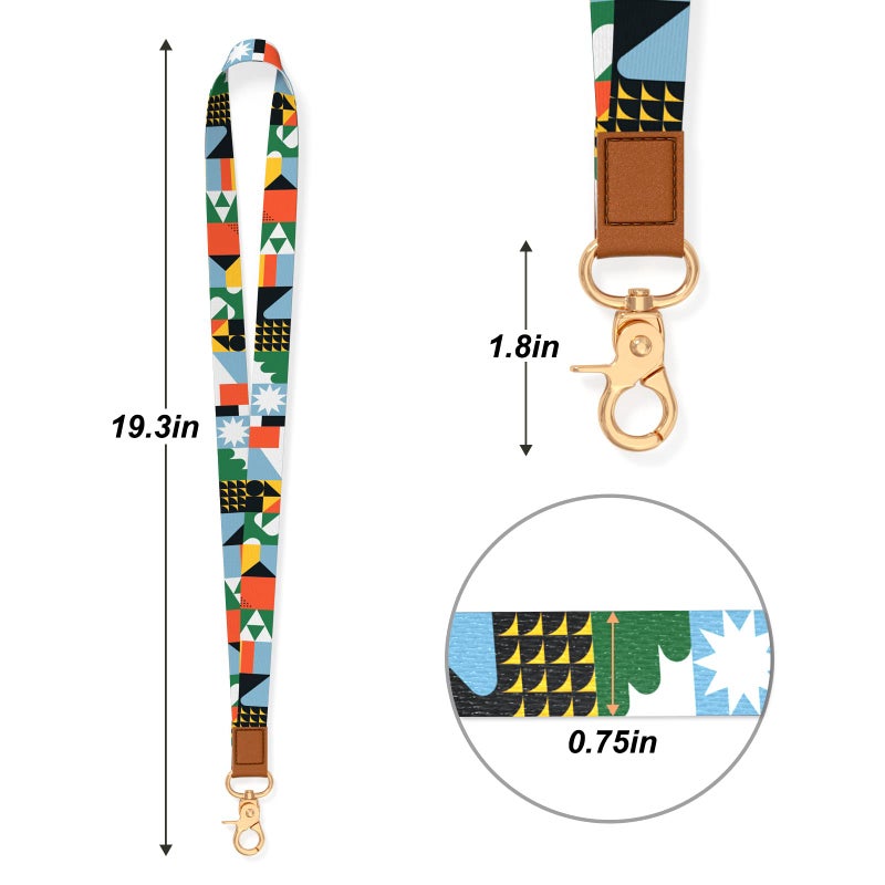 Hsxnam Neck Lanyard Key Chain  Long Lanyard Strap Keychain Holder for Women Men Car Keys ID Badges Card Wallet Phone Camera  Green Graphics - Image 2